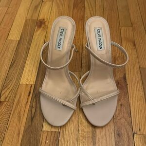 Women’s strappy high heel. nude, size 9